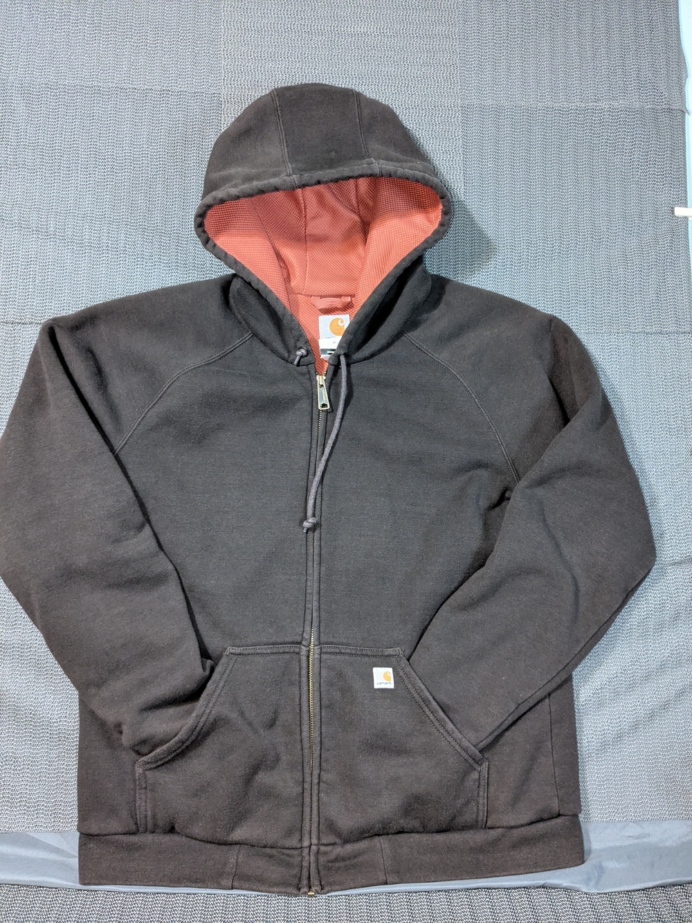 Carhartt Women's Zip-Up Hoodie with Orange Hood Lining